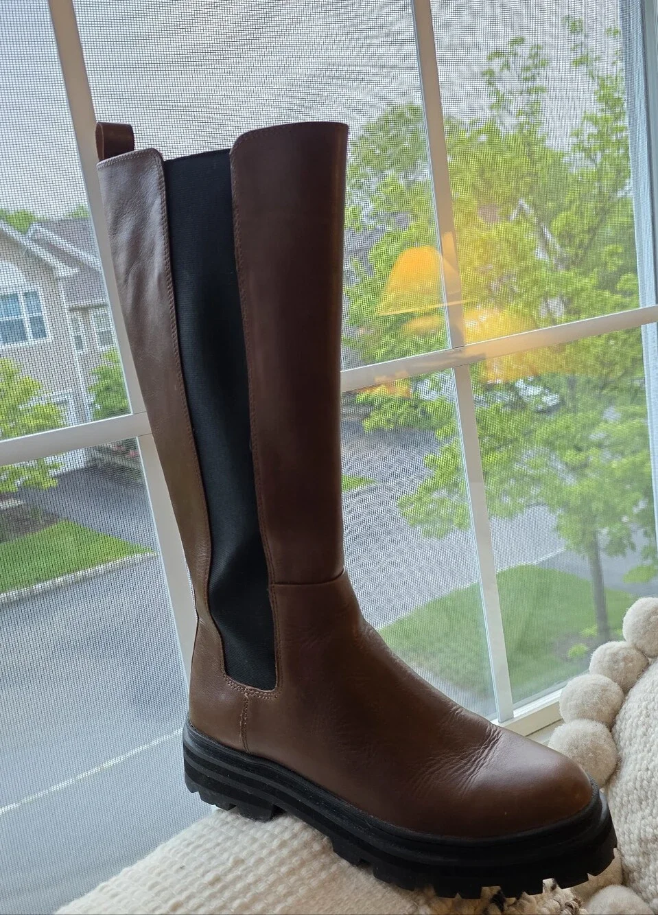 Madewell The Poppy Tall Lugsole Boots in brown leather 7.5 - Picture 2 of 9